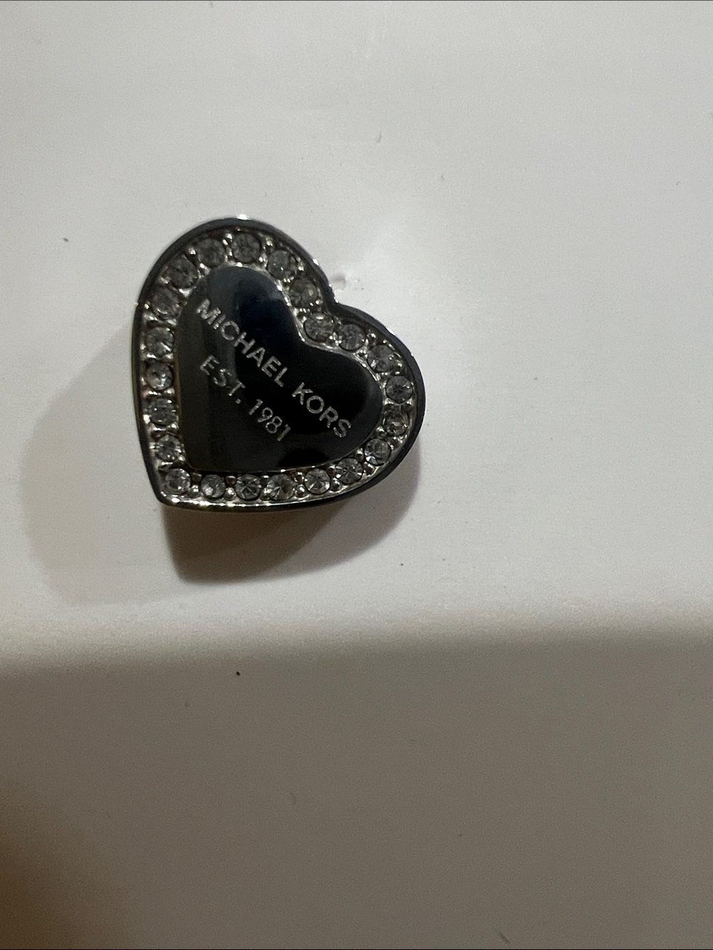 Michael Kors Silver Heart Crystal Logo Stud Earrings - Picture 6 of 6